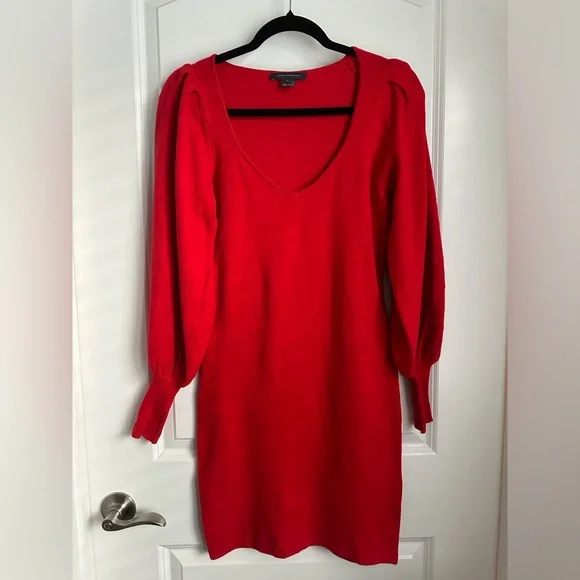 Baby Soft Balloon Sleeve Red Dress L - Picture 1 of 3